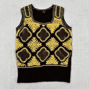 Mermaid Crochet VestWomen’s size Medium Granny Square Boho 70's Sleeveless